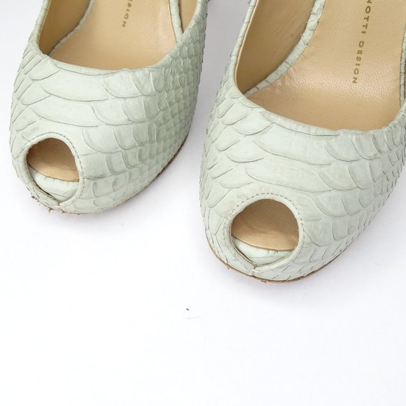 Giuseppe Zanotti  Leather Snakeskin Peep Toe Pumps - Picture 5 of 14